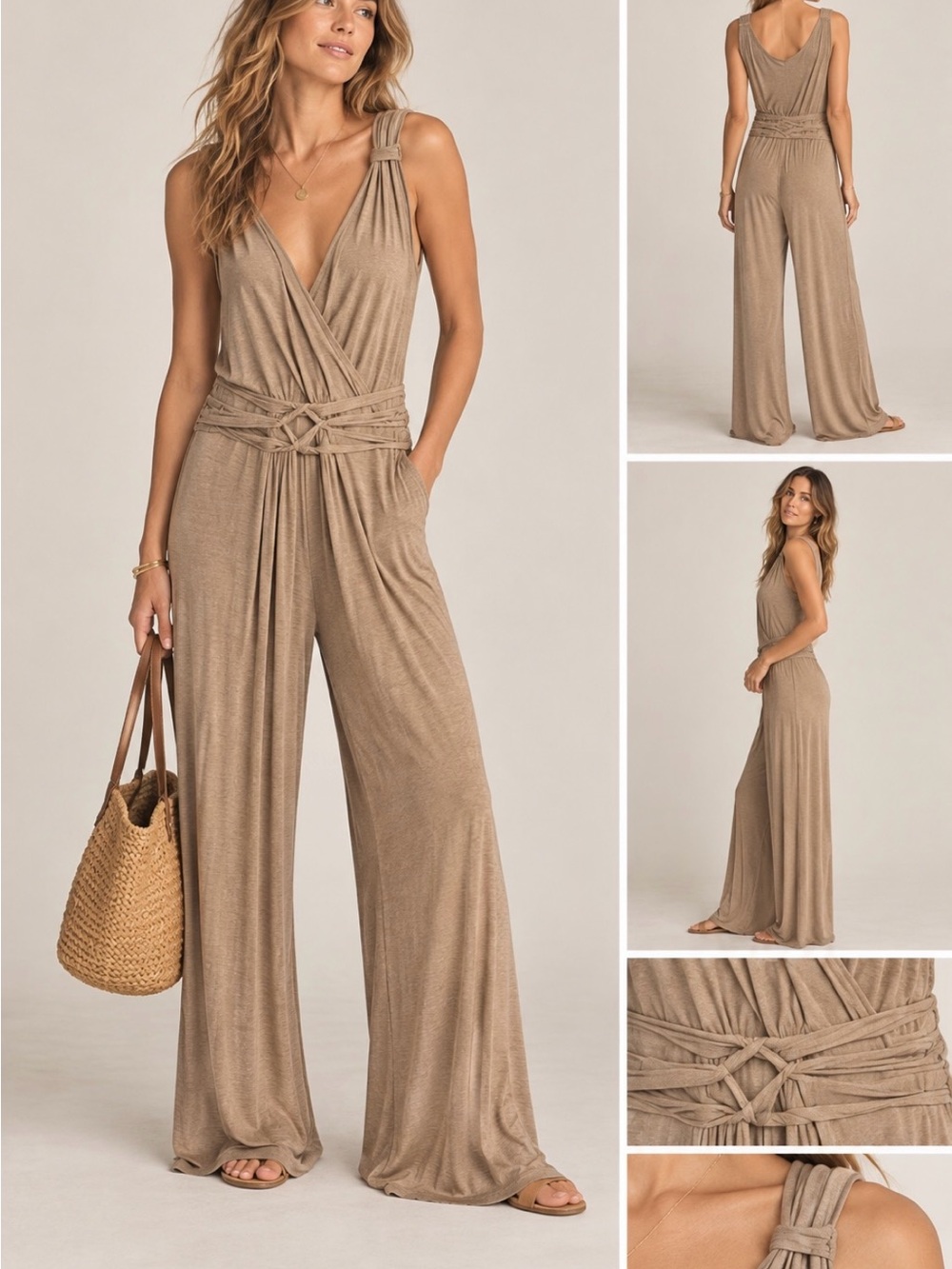 Sleeveless Max Studio Taupe Jumpsuit